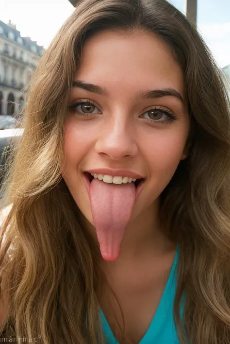 Little 5 year old girl tongue out of mouth 