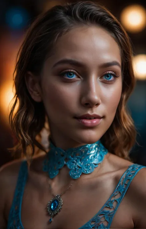 80s Ballroom aesthetic, colorful, cinematic close-up portrait of a young and stunning Belizean Hot Daughter from a ridley scott . piercing blue eyes, soft smile, wearing a Hot Daughter outfit, bold makeup, glossy lips, detailed face, stunning beauty, detailed skin, skin texture. (silhouette lighting), (rembrandt lighting), sunshine behind her, highly detailed, insane details, hazy, medium format, film grain, 100mm focal length, shot on ALEXA LF <lora:detailed_closeup:0.7>