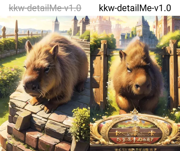 <lora:add_brightness:0.5><lora:add_detail:0.5> <lora:capybarav4:1>Capybara in front of the big gate on the castle wall,solo focus, close-up,