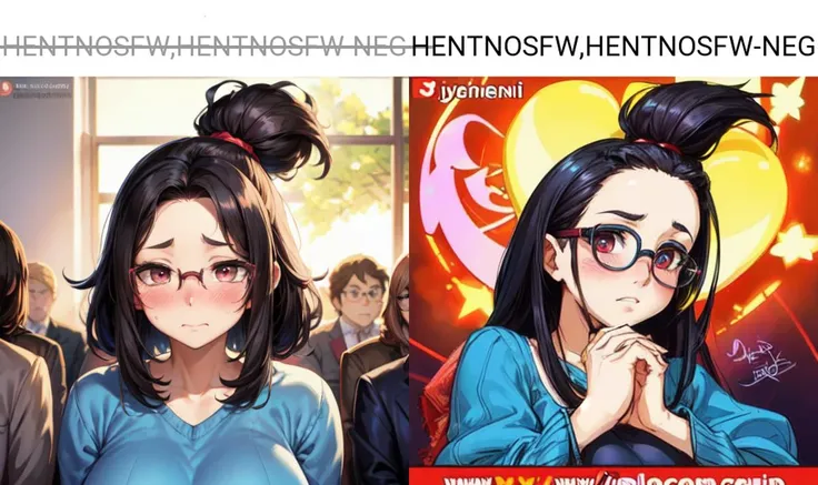 <lora:add_brightness:0.5><lora:add_detail:0.5>1 woman, curvy, embarrassed ,blush, forehead, black hair, glasses, upper body,