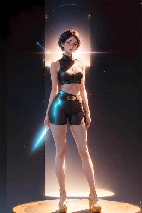 (1girl, thick lips, short hair:1.3), indirect light,( pantyhose:1.1), chunky platform heels, crop top, sleeveless, thick thighs, large breasts, small waist, rugged, long legs,
standing , (character art:1.2), (simple background:1.4), (gradient background:1.4),
(light particles, realistic lighting, ambient light:1.3)
<lora:add_saturation:0.55> <lora:add_detail:0.25> <lora:backlighting:0.15> <lora:snowlight:0.2> <lora:Ambilight-pynoiseloha:0.2> <lora:girl_20230616175842:0.35>