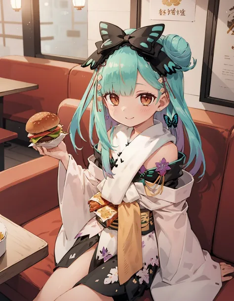 flat style, materpiece, extremely detailed CG,
uruha rushia, uruha rushia \(new year\), kimono, wind, smile, looking at viewer, burger, restaurant, sitting, sofa,
(butterfly bow:1.1), (white scarf:0.9), hair bun
<lora:concept_rushia_newyears:1>