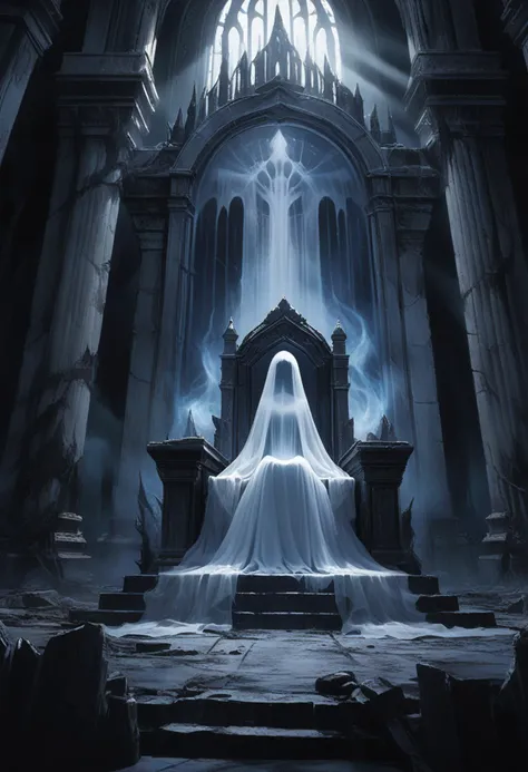 (Quasarcake:0.7) wallpaper 4k 8k high-resolution full-body (Solo) monster-girl Ghost ghostly-aura mist castle-ruins white-gown transparent-body sitting throne-room
absurdres highly-detailed best-quality masterpiece amazing-shading cinematic-lighting detailed-illustration