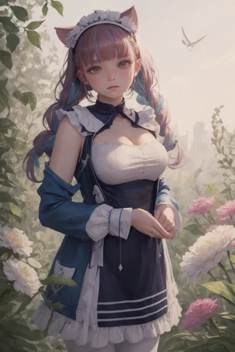 1girl, solo, full body, (masterpiece:1.21), (best quality:1.2), colorful, (illustration:1.2), (cinematic lighting:1.1)
<lora:minatoAquaHololive_v10:0.1> <lora:minatoAquaMaidVer_v1:0.4> <lora:minatoAquaNekomimiVer_v1:0.4> <lora:minatoaqua_trSafe:0.1> <lora:beautifuleyeslikeness_halfBody:0.2>
In this whimsical and fantastical garden, the scene is illuminated by a rainbow of (colorful fireflies), dancing and fluttering in the air. The garden is decorated by a gentle (drizzle), creating a misty and ethereal atmosphere. In the center of the scene, there is a single girl, an extremely delicate and beautiful girl, with cute features and an innocent expression. Her long hair is flowing with the wind. She is wearing no shoulder straps dress, which is ultra low cut, highlighting her delicate curves.
The lighting is very delicate and beautiful, creating a soft and warm glow that highlights the water, making it sparkle like diamonds. The finest grass is also illuminated, creating a lush and verdant carpet. The garden is surrounded by colorful flower fields, with blooms of every color and shape. (Colorful butterflies), of every shade and size, can be seen fluttering around the scene, adding to the overall sense of wonder and magic. (look ai viewer),A blush can be seen on her nose, and her mouth is slightly open, adding to the overall sense of innocence and youthfulness. Falling petals can be seen floating around her, adding to the overall sense of romance and beauty. A gentle wind is blowing through the scene, making the leaves rustle and the flowers sway, adding to the overall sense of movement and life. This is a scene of pure wonder and magic, filled with color and beauty, where the viewer can lose themselves in the enchanting and captivating world.