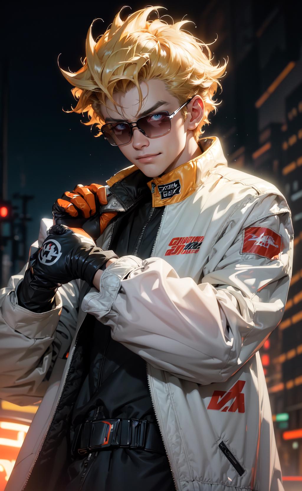 A close up of a person in a jacket and sunglasses - SeaArt AI