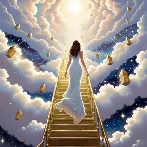 There's a lady who's sure all that glitters is gold
And she's buying a stairway to Heaven
When she gets there she knows, if the stores are all closed