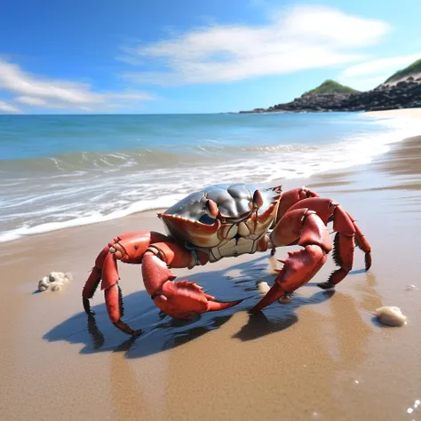 crabs on the beach, RAW photo, masterpiece, Intricate Details, high quality, realistic, 4K, professional photo, 