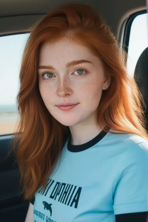 (1girl:1.3, ginger hair, medium hair, detailed hair, standing, cute teen girl, pale skin:1.2, beautiful eyes, detailed eyes:1.3, detailed iris, smiling expression, freckles), (black t-shirt, black dolphin shorts:1.2), (medium breasts:1.3, symmetrical breasts, cleavage:1.2, detailed nipples), photography, photorealistic, hyperrealistic, symmetrical anatomy, (realistic shadows:1.2, realistic lighting:1.2, natural lighting:1.2), highly detailed, ultra high res, (masterpiece:1.2), RAW photo, uhd, 8k, (dark red sky:1.2, futuristic outpost:1.2, twilight, food vending machine:1.2, landscape), (looking on viewer:1.2, front to viewer:1.2, facing viewer:1.2, medium shot:1.3), <lora:MORPH_more_details:0.3>, <lora:MORPH_Pale_Skin_SDXL_v1.0:0.6>, <lora:CHARACTER_REDHEAD_jia_lissa_sdxl_20:0.6>, jia_lissa,