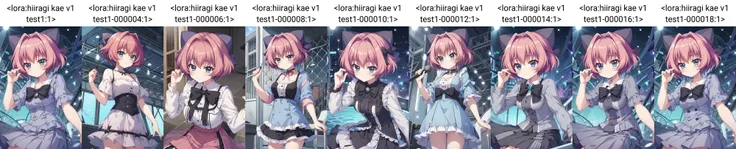 1girl, solo, hiiragi kae \(re:stage!\), pink hair, short hair, blue eyes, black hair bow <lora:hiiragi kae v1 test1:1>