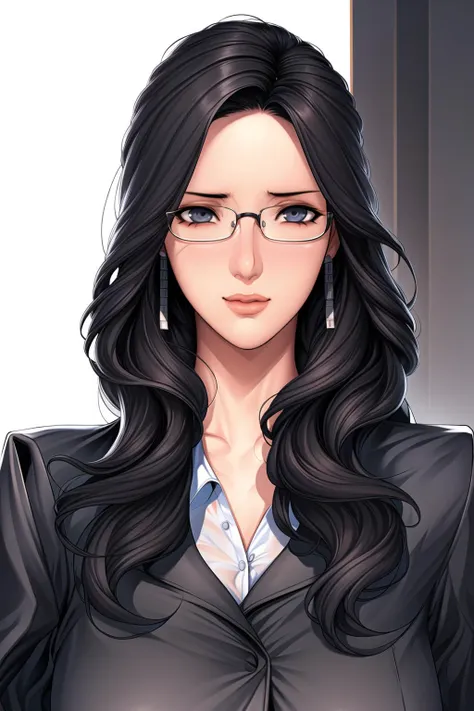 Simple White Background,
(black_jacket:1.4), pantyhose, pencil_skirt,(white_shirt),
<lora:AppGameGirl01-V1:0.5>,office lady,
black_hair,brown_eyes,long_hair,glasses,star_hair_ornament,
<lora:Oda_Non_Style-KK77-V2:0.7>,<lora:more_details:0.1>,
1 girl, 20yo,Young female,Beautiful Finger,Beautiful long legs,Beautiful body,Beautiful Nose,Beautiful character design, perfect eyes, perfect face,expressive eyes,perfect balance,
looking at viewer,(Focus on her face),closed mouth, (innocent_big_eyes:1.0),(Light_Smile:0.3),
official art,extremely detailed CG unity 8k wallpaper, perfect lighting,Colorful, Bright_Front_face_Lighting,White skin,
(masterpiece:1.0),(best_quality:1.0), ultra high res,4K,ultra-detailed,
photography, 8K, HDR, highres, absurdres:1.2, Kodak portra 400, film grain, blurry background, bokeh:1.2, lens flare, (vibrant_color:1.2),professional photograph,
(Beautiful,huge_Breasts:1.4), (beautiful_face:1.5),(narrow_waist),