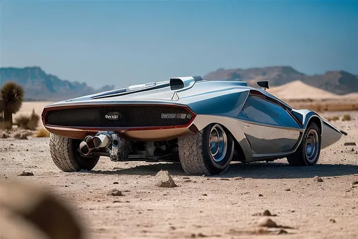analog photo of a silver Lancia Stratos Zero car, <lora:l4nc145tr4t05z3r0:0.95>, High Detail, Sharp focus, ((photorealism)), realistic, best quality, 8k, award winning, dawn, thriller, dramatic lighting, epic, cinematic, masterpiece, natural lighting, (desert mars:1.3), wide field of view, depth of field, rooster tailing,