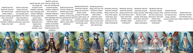 score_9, score_8_up, score_7_up, source_anime, 1girl, solo, outdoors, seductive smile, full body, red eyes, BaoDef, blue hair, liquid hair, long hair, hair between eyes, bangs, medium breasts, necklace, grey dress, short dress, cleavage, bare shoulders, collarbone, thighs, short skirt, <lora:Bao_XLPD-000009:1>