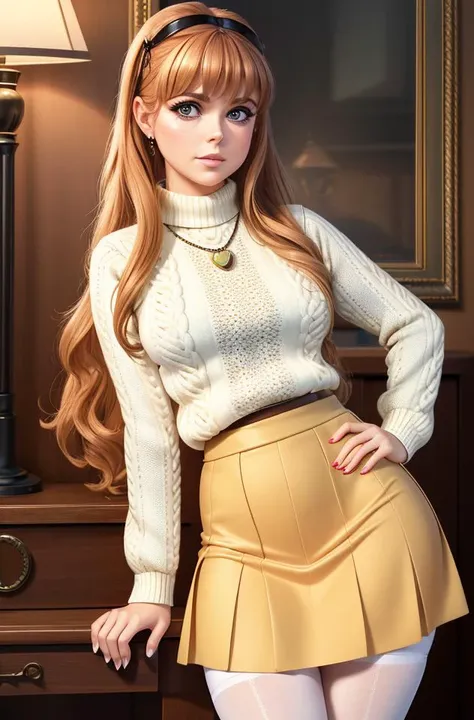 (sfw), photograph of pennypax, best quality, confident, stoic, sexy, sensual, (natural skin texture, highly detailed face), ominous mood, masterpiece, absurdres, by arny freytag, barbiepunk, candycore, armani (sweater longskirt) pantyhose