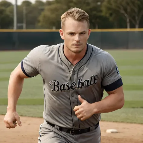 ziprealism, joel kinnaman as a baseball player in baseball field, running, muscular facial feature <lora:Joel_Kinnaman-000011:0.8>