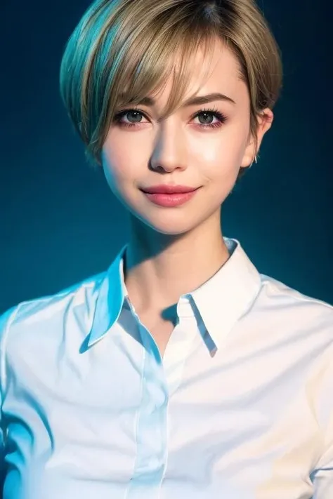 1girl,(wearing a white blouse:1.2),(wearing a jacket),(RAW photo, best quality), (realistic, photo-realistic:1.4), masterpiece, an extremely delicate and beautiful, extremely detailed, 2k wallpaper, Amazing, finely detail, extremely detailed CG unity 8k wallpaper, ultra-detailed, highres, soft light, beautiful detailed girl, extremely detailed eyes and face, beautiful detailed nose, beautiful detailed eyes,cinematic lighting,city lights at night,perfect anatomy,slender body,smiling,(short hair:1.3) <lora:tamuramutsumi_lora:0.8>
