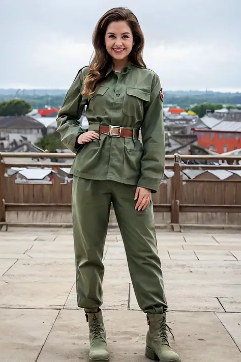 Beautiful woman in intricate Vintage Military Outfit