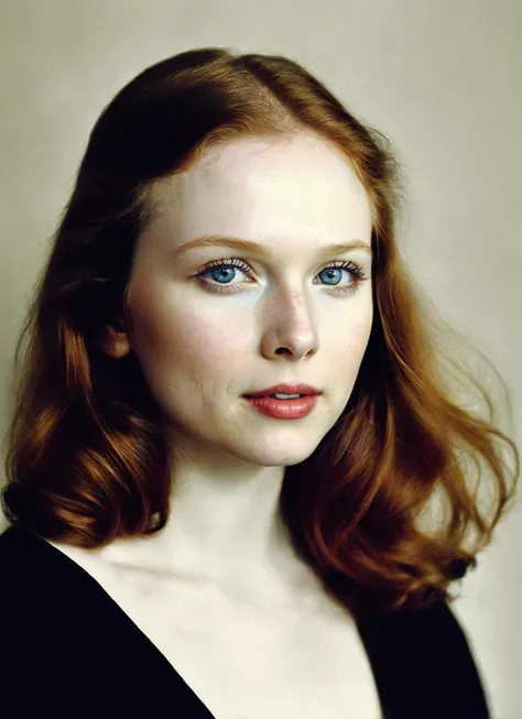 portrait of 25 years old sks woman, by Flora Borsi, style by Flora Borsi, bold, bright colours, ((Flora Borsi)), by Gerda Taro, <lora:locon_mollyquinn_v1_from_v1_64_32:1>