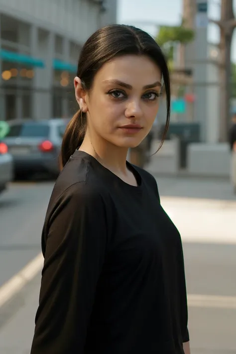 <lora:milakunis-03:1.2> m1l4, black shirt,