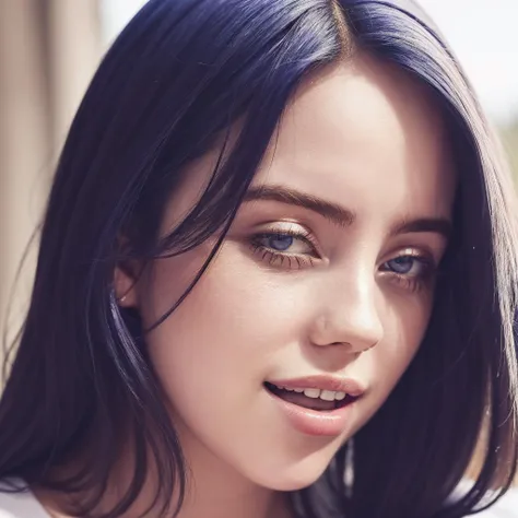 smiling, upper body portrait, shoulders, beautiful, 21 years old, dynamic lighting, sks woman, blonde, (freckles:0.4), natural blue eyes, sks woman, billie eilish, <lyco:locon_billie_v1_from_v1_64_32:1.2>