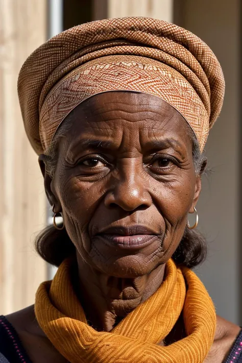 time-lapse  image of  aging senegalese woman with a asymmetrical soft face, frown lines,  almond slate eyes and a narrow nose, a weak chin, and a an expression of sadness.  Her hair is thin red-streaked-black in a long bob with sun hat . She has a slight bodytype, and is wearing modern islamic dress  senior citizen iranian woman narrow face  pointed  nose  olive downturned  eyes high cheekbones,  frizzy orange  messy bun  police uniform  ,  scarves and stilettos