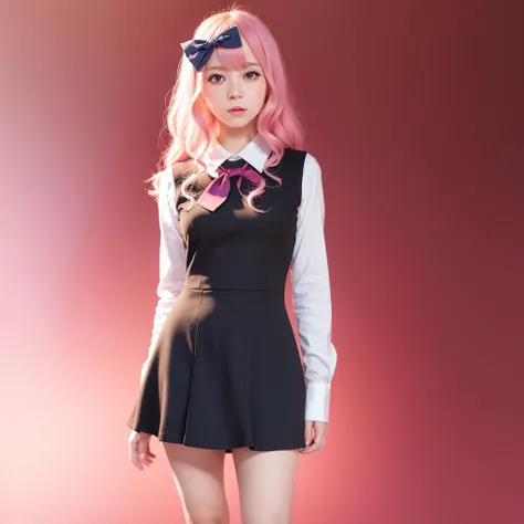 <lora:love is war:1>fujiwara chika, blue eyes, pink hair, hair bow, school uniform, 8k, best quality, masterpiece, illustration, an extremely delicate and beautiful, extremely detailed ,CG ,unity ,wallpaper, (realistic, photo-realistic:1.37),Amazing, finely detail, masterpiece,best quality,official art, extremely detailed CG unity 8k wallpaper