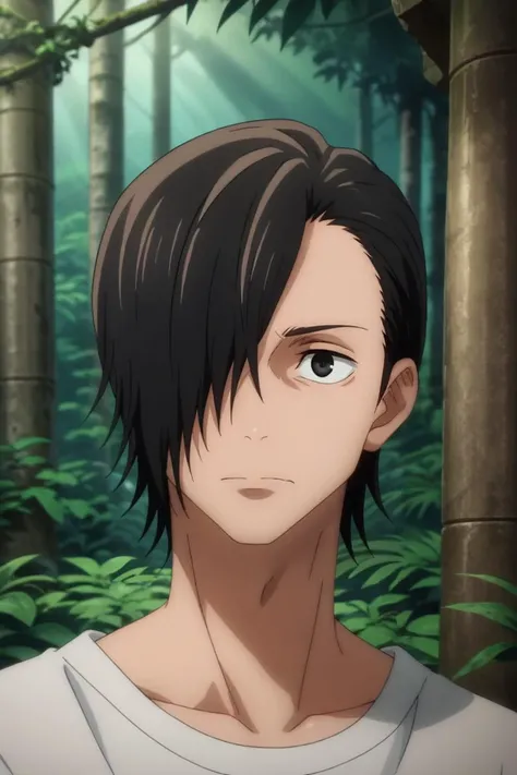 score_9, score_8_up, score_7_up, source_anime, rating_safe, intricate details, anime screencap, anime coloring, , , , 1boy, solo, male focus, <lora:junpei_yoshino_pony:0.98>, junpei_yoshino, black hair, black eyes, short hair, hair over one eye, straight-on, full body, jungle, rainforest, ruins, midnight, pose, wavy mouth, , <lora:sdxl_lightning_8step_lora:1>