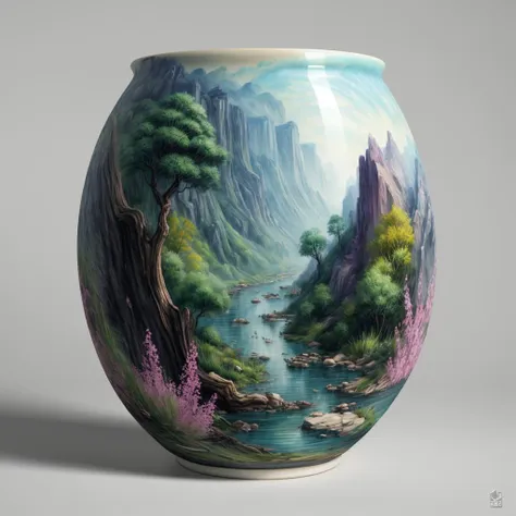 hyper detailed masterpiece, dynamic realistic digital art, awesome quality,glazes (for ceramics) river,bewitched peculiar pocket dimension,ruined area screen space shadows,nanotech fog, mutagenic,clinical,crystal-clear