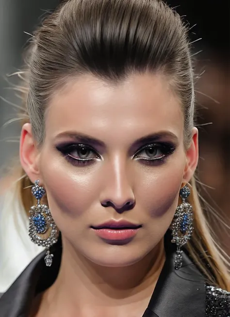 modelshoot style, raw photo of a supermodel sks woman wearing shimmering clothes walking on the ramp at milan fashion show, tattoos, 8k, intricate details, detailed face and eyes,(rendered eyes) <lora:epiNoiseoffset_v2:1>, <lora:locon_olgaskabeeva_v1_from_v1_64_32:1.25>