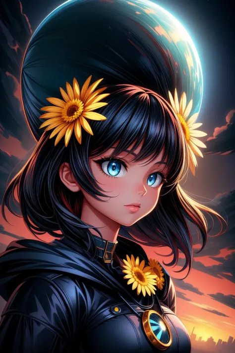 1girl, [ (stylized by Loui Jover:1.0) | (Hervé Télémaque:1.3) ], grand Unity Engine, dramatic Chalk painting, studio portrait, masterpiece, close up of a Dimensional Epic Emo ([Grocery store:Daisies:2]:1.3) , it is sleek, it is anthropomorphic reimagined as a HBO Spartacus series character, Supersized Olympic National Park in background, desolate cityscape and Dwarf planet in background, at Sunrise, tilt shift, Simple illustration, Frightening, Afrofuturism, specular lighting, 50mm, four colors, Decoupage, arcane, hyperdetailed, octane engine, bold colors, surrealism
