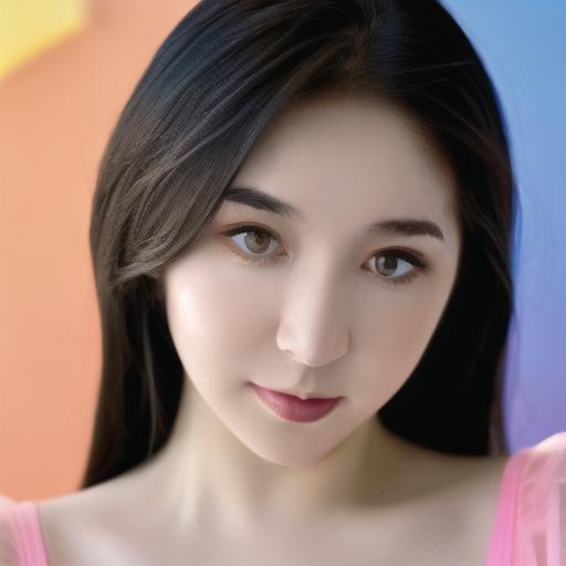 A close up of a woman with long hair and a pink top - SeaArt AI