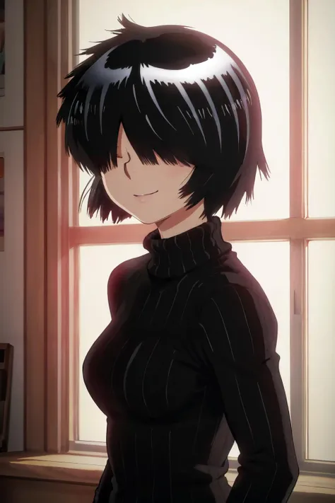 <lyco:MikotoUrabe-v2:1.0>MikotoUrabe, hair over eyes,black sweater,turtleneck,
(best quality, masterpiece, RAW photo,ultra-detailed:1.2), <lyco:GoodHands-beta2:1.0>,1girl,solo,looking at viewer,smile