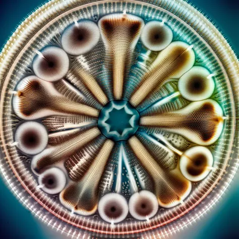 best quality, masterpiece, Diatomae,Photomicrography, a circular Diatomae <lora:50_Diatoms_1v5_1080_0001BD5e_NR128NA128off:1>