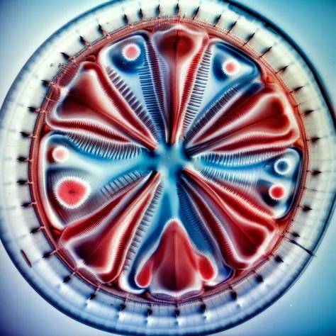best quality, masterpiece, Diatomae,Photomicrography, a circular Diatomae <lora:50_Diatoms_1v5_1080_0001BD5e_NR128NA128off:1>