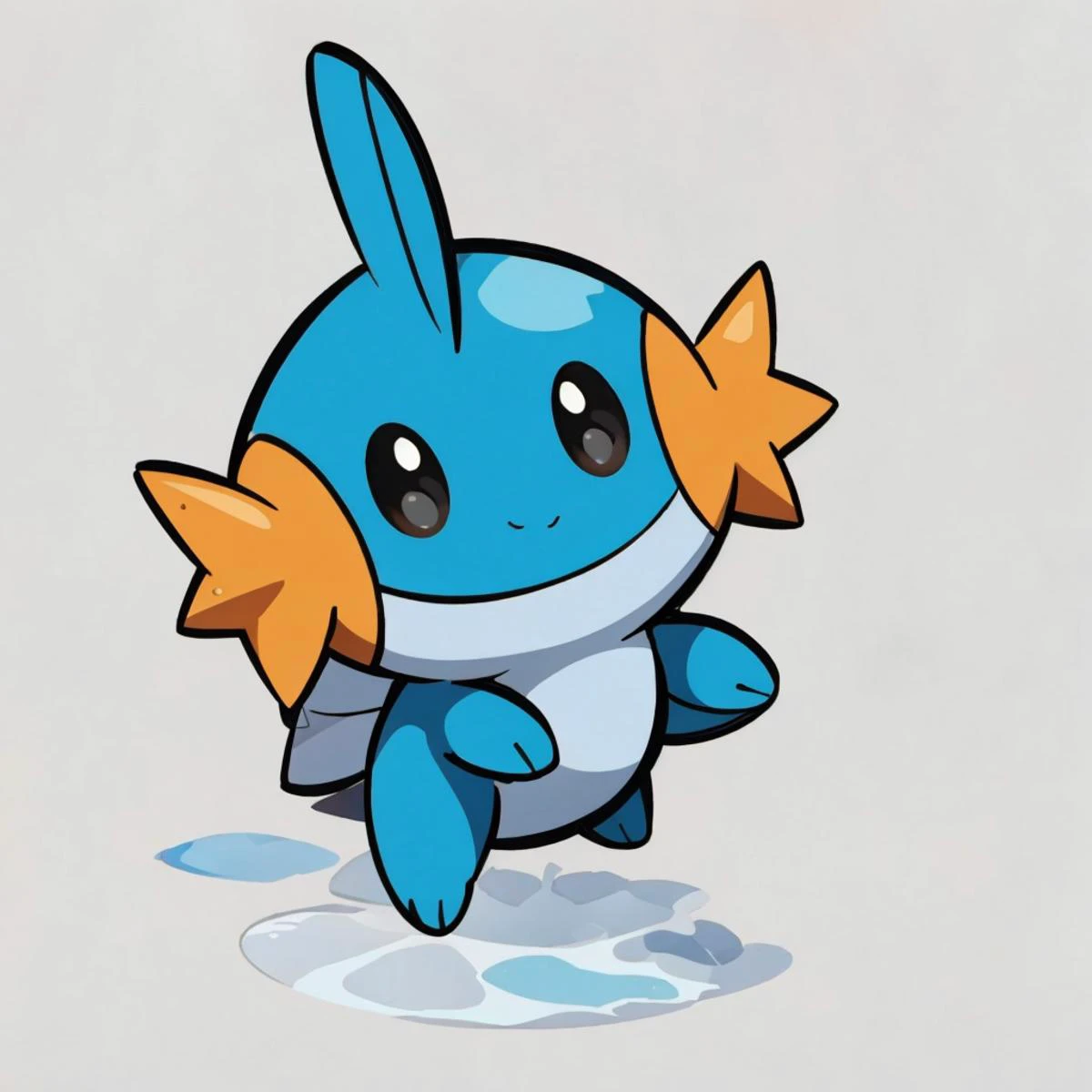 masterpiece, best quality, Mudkip_Pokemon, simple background, white background, chibi <lora:Mudkip_Pokemon:0.8> solo <lora:DarkCabalChibiStyle:1> smile