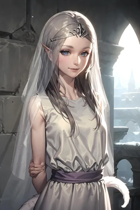 detailed, girl, upper body,smile, ashen skin, arms behind back, Yorshka, castle,tail, winter <lora:Yorshka:0.8>