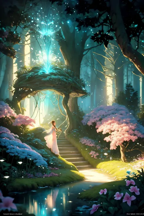 ( detailed realistic background:1),
( official art, beautiful and aesthetic:1 ),
realistic lighting,
cinematic lighting,
hyperrealism,
soothing tones,
muted colors,
high contrast,
soft light,
sharp,
artistic photoshoot,
<lora:FeyAndFairies-11:0.8>FeyFa, , forest, trees, middle, path, waterfall, through, background, stream, flowers, lights, running, in the foreground stands a fairy in front of her fairy house, light,( cute, ite ),
slender,
european,
pale cheeks,
square face shape with angular jaw,
natural "no-makeup" makeup,
big breasts,
,
brunette hair ,
crown braid ,wearing a see-through gossamer fairy short dress,
night time, darkness,