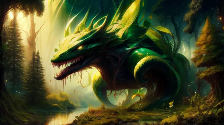 (masterpiece, best quality, fullscreen), [(full body:1.2)::0.5] portrait (photo of a colossal vegetal [flower creature:herb creature:0.2] Ascending in a lush forest:1.3), <lora:EYES snake-eyes:0.4> (snake eyes:1.3), (Lustrous bark skin:1.1), (many Viridian Green Calyx flowers on the head:1.2), (Wormlike body shape:0.9), (Dragon head:0.8), (colored Tail:1.1), <lora:EFFECT Concept - Venomancer:0.2> (ven0mancer, GREEN LIQUID, VENOM LIQUID, VENOM SMOKE, VENOM ORB, VENOM PUDDLE:1.2), <lora:EFFECT DonML34f_v2:0.4> (DonML34f:1.3), <lora:MONSTER monstergirl_cpt_v04:0.5> (satyr:1), , <lora:BACKGROUND FeyAndFairies-10.safetensors:0.5> (FeyFa:1.3), <lora:QUALITY Better_Nature_v1:0.01>, (Soft Natural Light lighting:1.1), , (look at the viewer:1), <lora:EFFECT glowingveins-nvwls-v1:0.3> (glowingveins:1), , (Full body Shot, Shallow Focus Shot, Low Angle Shot:[1.2:0.5:0.1]), <lora:LIGHT nLoRA:0.2> dark theme, <lora:QUALITY add_detail:0.3>, <lora:QUALITY BG2_dpep4+silicon29dim64:0.5>, heavily detailed, haunting, fairytale, (asymmetric composition:1.5), (sharp focus), <lora:QUALITY ultrasharp-05:0.6> (ultrasharpdskstyle:1.1), <lora:BUILDING German_architecture_last:0.6>, (no humans), (), xtremely detailed landscape, oil painting, by Arthur Rackham, Ivan Shishkin and Ilya Repin, trending on artstation, incredible details hyperrealism, full color photograph, atmospheric, photorealistic, octane render, weta digital, micro details, 3d sculpture, structure, ray trace, insane details, intricate