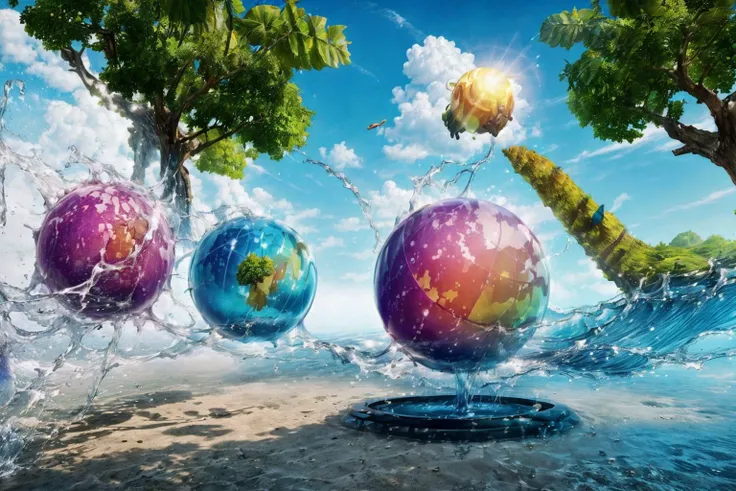 <lora:FrutigerAero-000009:0.9> ((Frutiger_Aero)), CGI,  glossy, bright, sunshine, dream-like, (surreal), <lora:LIGHT_AND_SHADOW_cloud.clolorful_starry.stars_LAS:0.3>  <lora:0u5UFdD_q0l4g+nwvl4_v1.0:0.4>,  <lora:FeyAndFairies-10:0.3>, <lora:more_details:0.7>