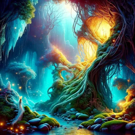(masterpiece:1.2), (best quality,:1.2), 8k, HDR, ultra detailed, ((photorealistic)), professional light, cinematic lighting, fashion photography, ambient lighting, <lora:detail_slider_v4:2>, cave, feyfa, magical forest, lot, man, river, scene, standing, statue, tree, <lora:FeyAndFairies-10:1>, <lora:DonM3lv3nM4g1c-000005:0.76>, DonM3lv3nM4g1c, epiCPhoto