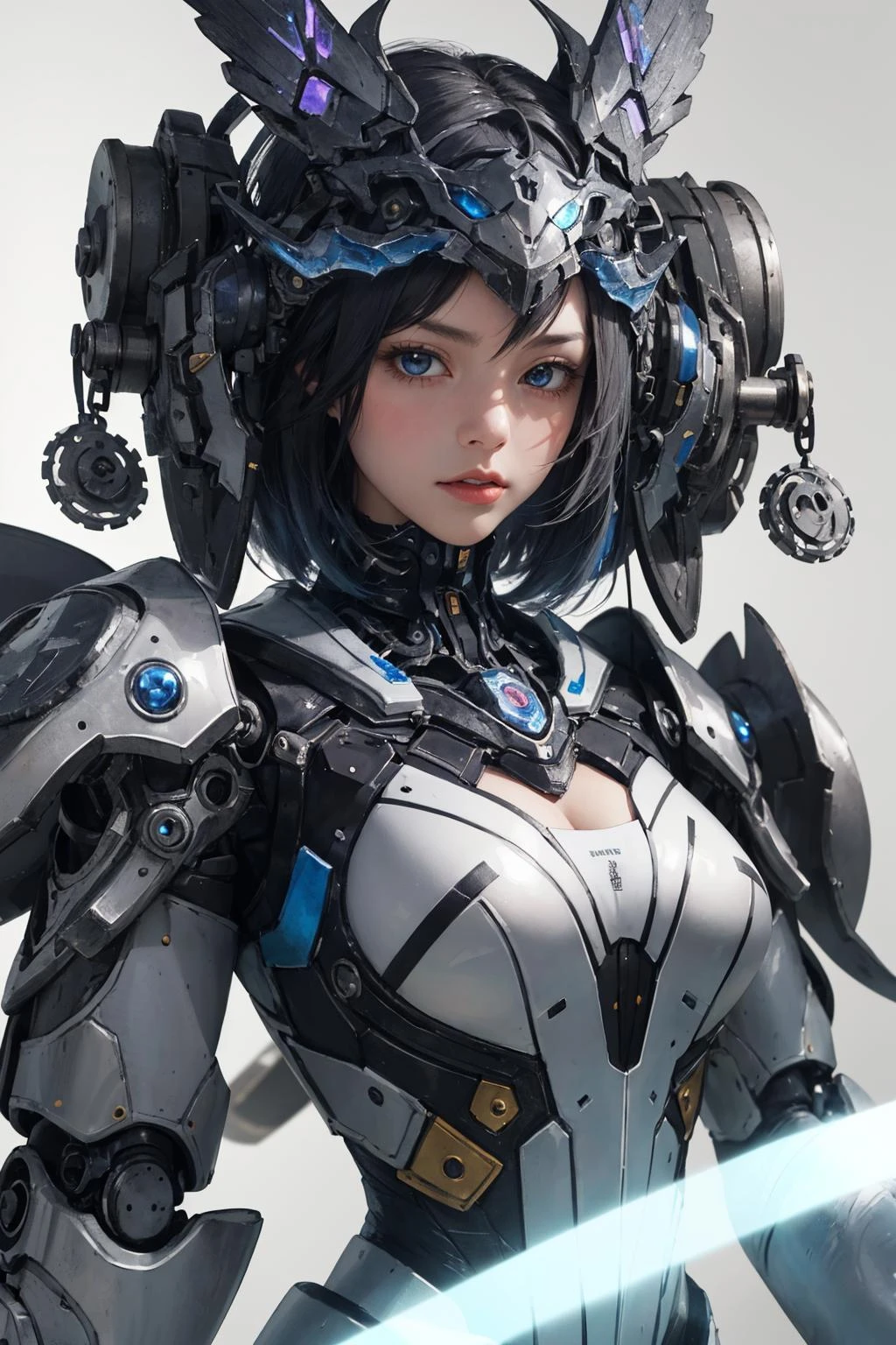 (Masterpiece, top quality, best quality, official art, beautiful and aesthetic:1. 2), ultra realistic, vibrant color, centered, focused shot, Instagram able, selfie, close up shot, dominating, biochemical cybernetic ung witch, steampunk clockwork witch hat, cybernetic style witch dress, stray hair, magical aura, dynamic pose, (fractal art:1. 5, zentangle:1. 1), (epic composition, epic proportion), (gears background), professional work, extremely detailed, high quality, 16K, highres, ultra details, finely detail, an extremely delicate and beautiful, extremely detailed, real shadow, mechanical parts, robot joints, headgear, full armor, mechanical parts, robot joints, headgear, full armor, mecha musume