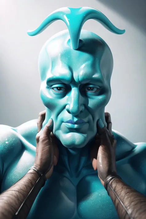 Highly detailed, High Quality, Masterpiece, beautiful, 1boy, PinchingPOV, pov, cheek pull, <lora:PinchingPOV:1>, Handsome-squidward, blue skin, blue, pink lips, <lora:Char_Sigmas_HandsomeSquidward:0.75>