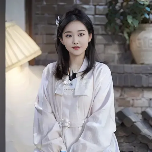 (4k, best quality, masterpiece:1.2), (realistic, photo-realistic:1.2),1girl,(lizishule), <lora:lizishule:1>,hanfu,blue dress,<lora:hanfu_v30:0.5>,detailed face,smile