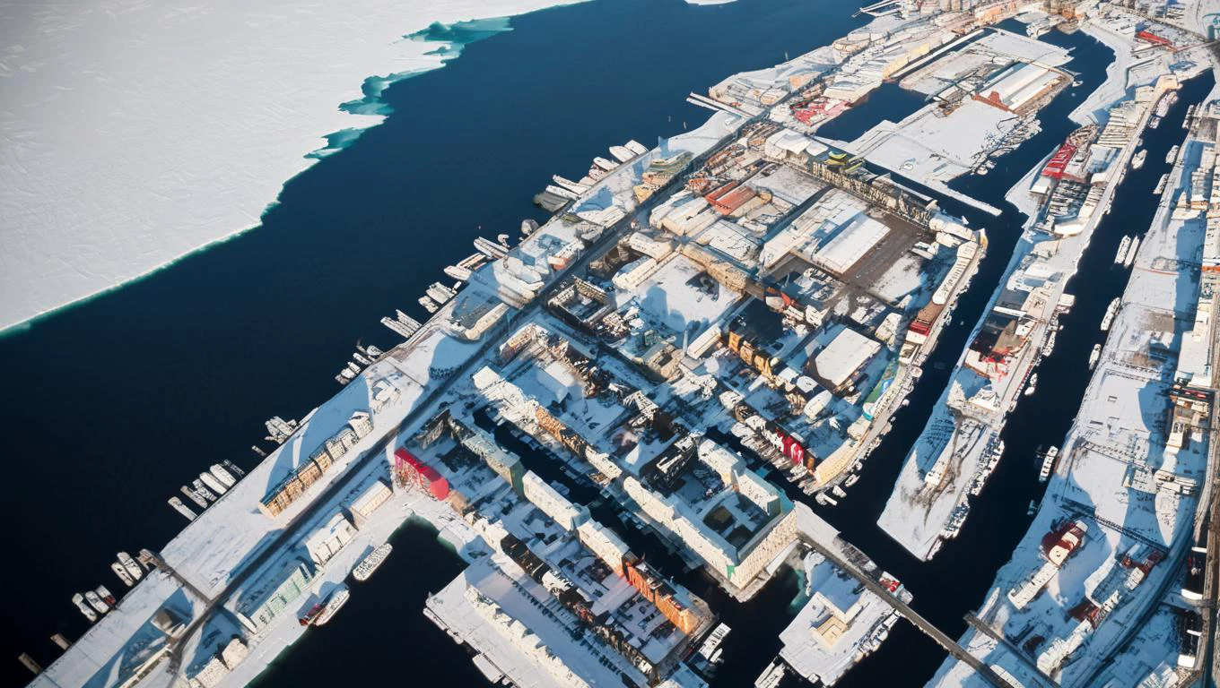 aerial photography of an arctic canal city