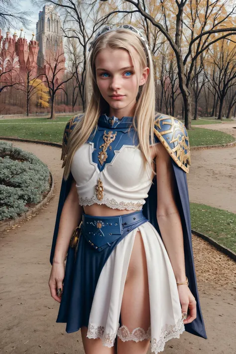 <lora:Calgar MK1 by CARAXES:0.8>, armor, cape , calgar , iron halo , keel down on ground , helmet , skull , power armor,
(cute russian girl, white people:1.5), (blonde hair, blue eyes, pale skin:1.2), (beautiful, 20 years old:1.7), slim, slender, high nose, (huge breasts), (sleeveless sweater), micro miniskirt, long legs, thigh highs, hairband, heart ring, blushing, cleavage, elegant ,slender figure,
in central park, detailed central park,