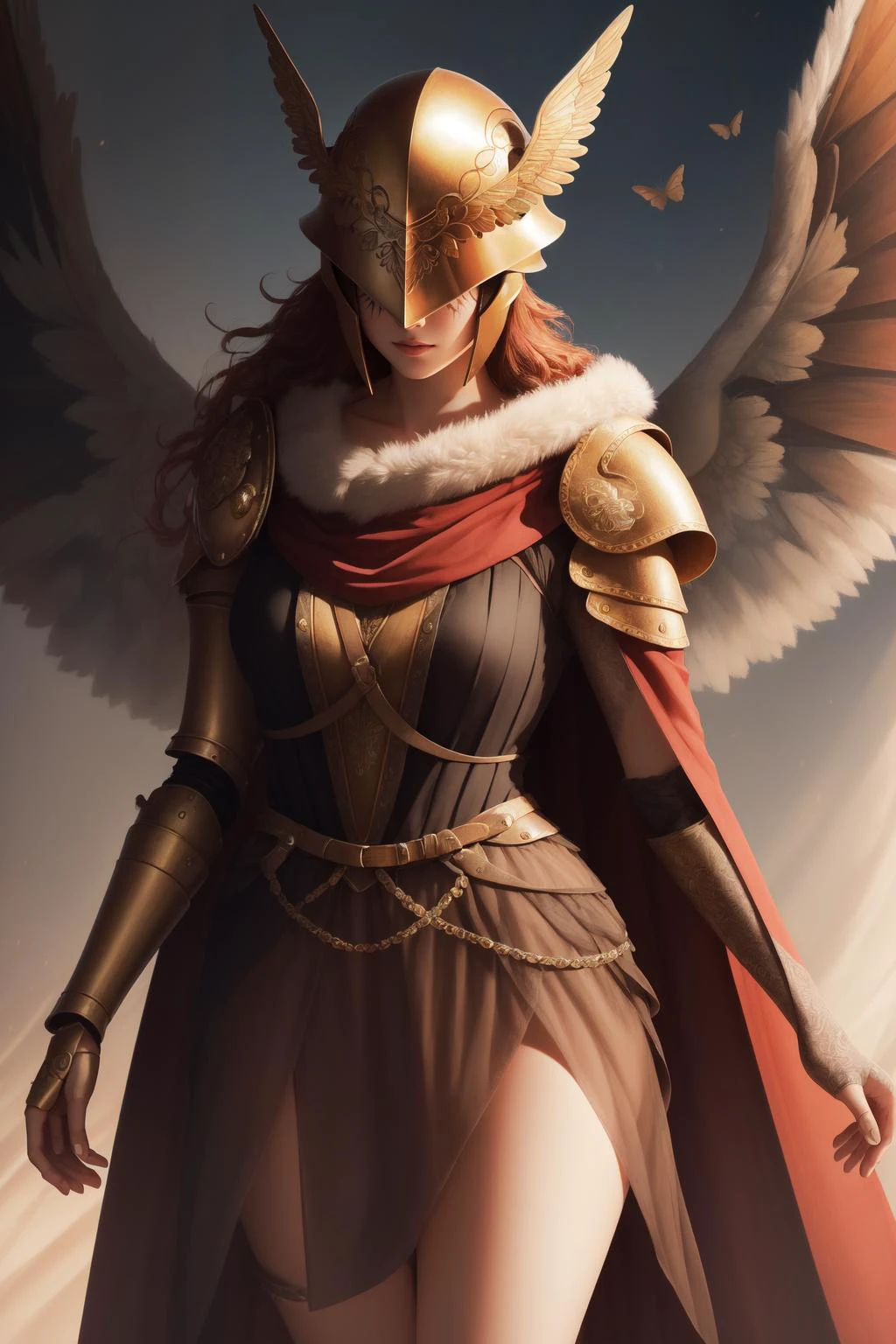 (masterpiece, best quality), intricate details,
1girl, <lora:MaleniaV2:0.8> MaleniaDef, armor, cape, helmet, brown dress, MaleniaRot, wings, covered eyes, scar, butterfly, bug, prothestic leg, single mechanical arm, prosthesis