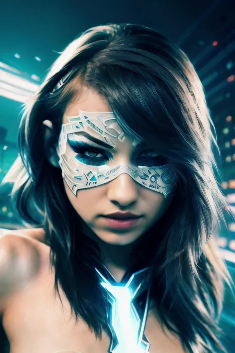 RAW photo of young TaylorS as sexy masked superhero, Playstation5AI designs sexy costume, (playful gaze:0.9), (intricate details, hyperdetailed:1.15), dramatic, at night, soft lighting, ((lens 135mm,f1.8, bokeh)), (vsco:0.3), {best quality}, {{masterpiece}}, {highres}, original, extremely detailed 8K wallpaper, (high definition)++, photography, cinematic, detailed character portrait, strong breeze, eyeshadow makeup, <lora:TaylorS:1> <lora:Playstation5AI:1>