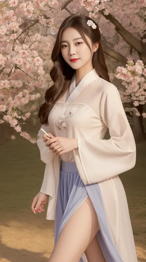 best quality, painting, Amazing, 8k_wallpaper, extremely detailed CG unity 8k wallpaper, masterpiece, best quality, colorful,
finely detail, extremely detailed CG, ultra-detailed, highly detailed, ultra-detailed, best shadow, beautiful detailed glow,
1girl, beautiful, realistic,smile,walk,(hair flower:1.2),large breasts,songstyle, song clothing, hanfu,fashi-girl,
pear orchard,(pear blossom:1.2),