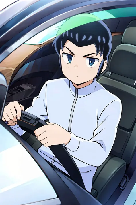 masterpiece, best quality, 1boy,SHUTAROMENDOU, <lora:ShutaroMendou001:0.9>,adult,looking at viewer, driving a motorbyke