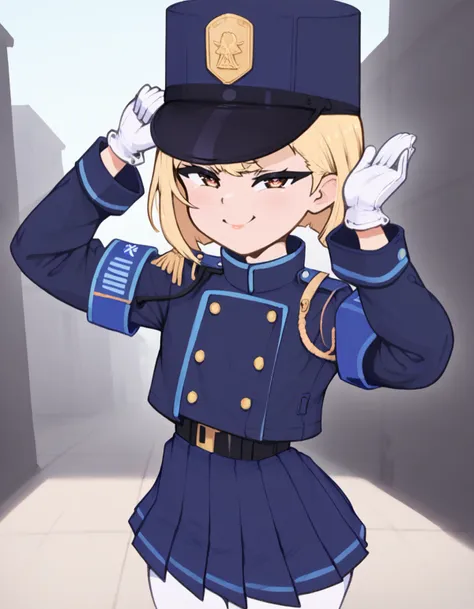 score_9, score_8_up, score_7_up, BREAK ,rating_explicit,
hikicloth, 1girl, gloves, solo, white gloves, hat,  white pantyhose, uniform, blue headwear, blue pleated skirt,armband,  jacket,  long sleeves, blue jacket,smug,looking at viewer, 
 <lora:hikari nozomi cosplay XL CAME:1>   <lora:WhomperFruit XL tag locon:1>