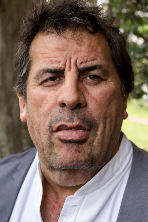 photo of a man, Argentinian, squarish face, narrow mouth with thin lips, chef